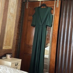 Dark Green Cold Shoulder Jumpsuit